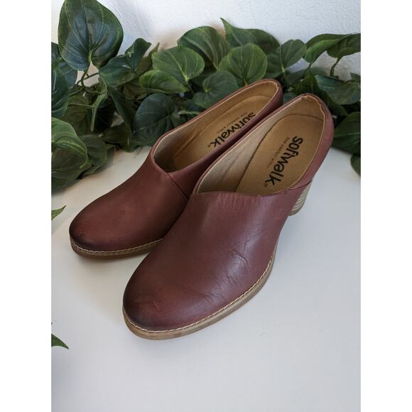 Softwalk Keya Mules Shoes Heels Leather Brown Fall Spring Boho Comfort Size 7N - Picture 4 of 11